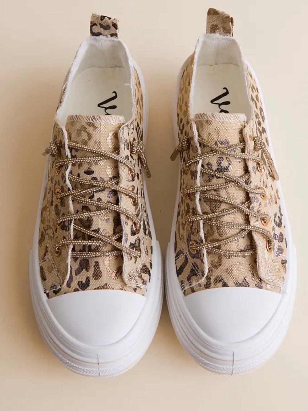 Very G Leopard Print Canvas Sneakers in Beige and White